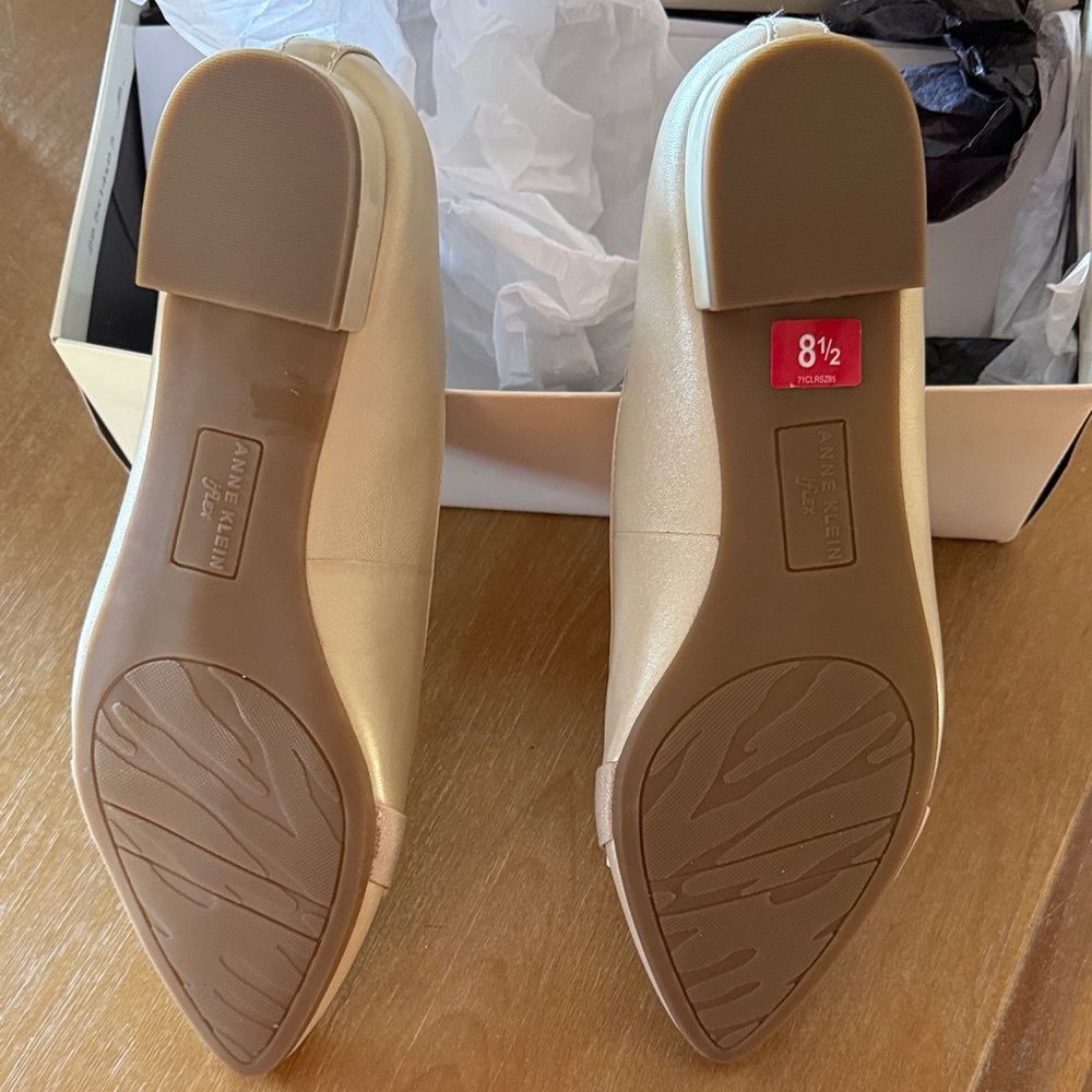 Anne Klein Cream Flats with Bow Accent - Picture 8 of 8